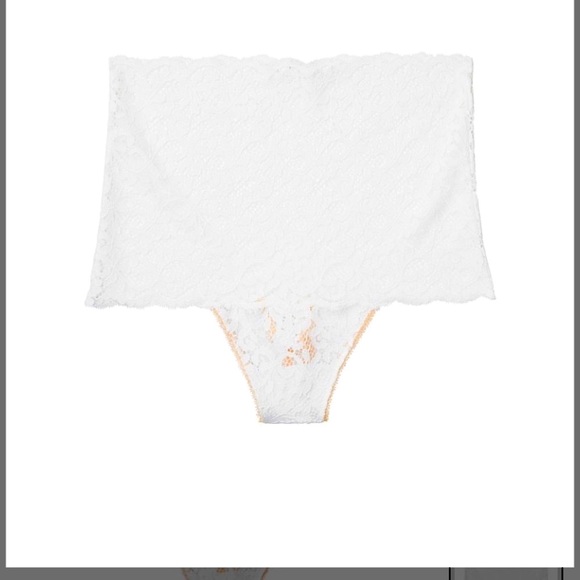 WHITE LACE VICTORIA’S SECRET DREAM ANGELS HIGH WAIST DA THONG PANTY SIZE M - Picture 1 of 8